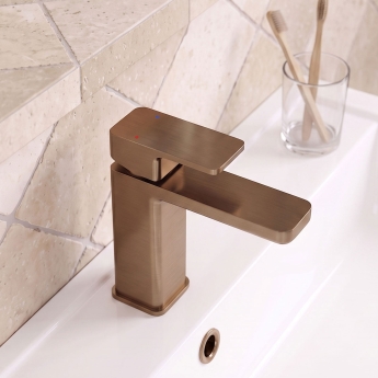Delphi Edge Brushed Bronze Mono Basin Mixer Tap (inc Press Top Waste) | Product Image