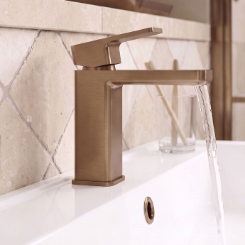 Delphi Edge Brushed Bronze Mono Basin Mixer Tap (inc Press Top Waste) | Product Image