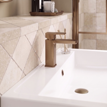 Delphi Edge Brushed Bronze Mono Basin Mixer Tap (inc Press Top Waste) | Product Image