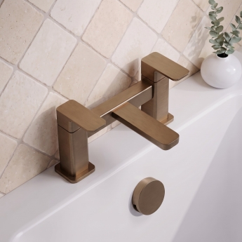 Delphi Edge Brushed Bronze Deck Mounted Bath Filler Tap | Product Image