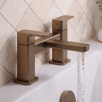 Delphi Edge Brushed Bronze Deck Mounted Bath Filler Tap | Product Image