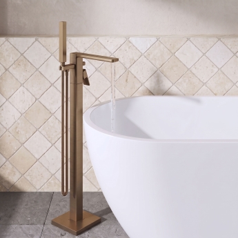 Delphi Edge Brushed Bronze Freestanding Bath Shower Mixer Tap (inc Kit) | Product Image