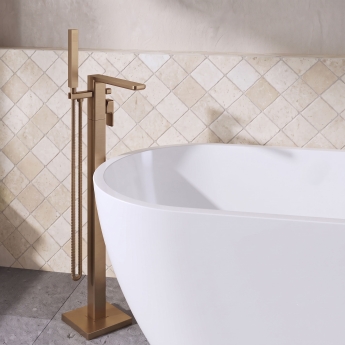 Delphi Edge Brushed Bronze Freestanding Bath Shower Mixer Tap (inc Kit) | Product Image
