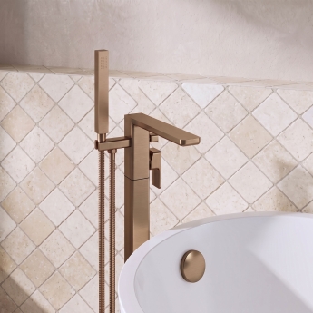 Delphi Edge Brushed Bronze Freestanding Bath Shower Mixer Tap (inc Kit) | Product Image