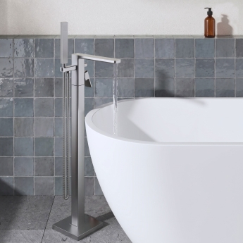 Delphi Edge Brushed Pewter Freestanding Bath Shower Mixer Tap (inc Kit) | Product Image