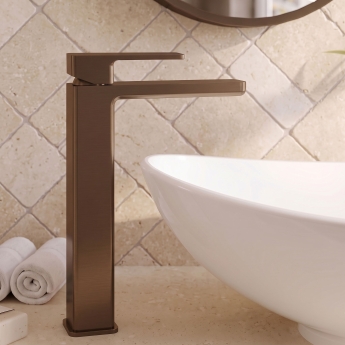 Delphi Edge Brushed Bronze Tall Mono Basin Mixer Tap | Product Image