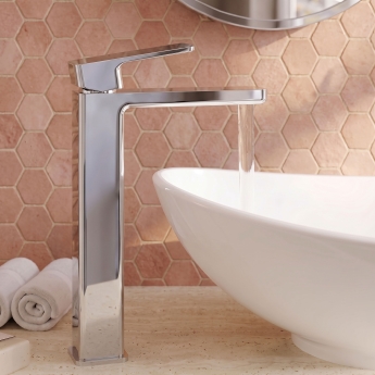 Delphi Edge Chrome Tall Mono Basin Mixer Tap | Product Image