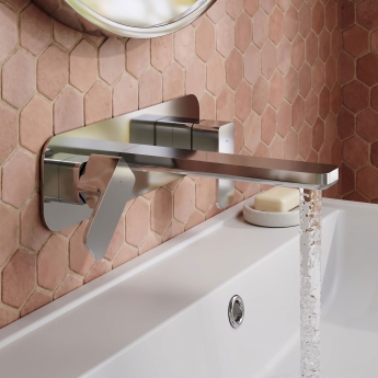 Delphi Edge Chrome 3-Hole Wall Mounted Basin Mixer Tap (inc Backplate) | Product Image