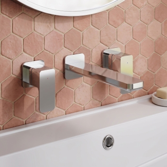 Delphi Edge Chrome 3-Hole Wall Mounted Basin Mixer Tap | Product Image