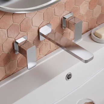 Delphi Edge Chrome 3-Hole Wall Mounted Basin Mixer Tap | Product Image