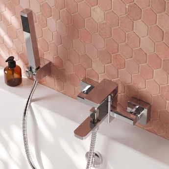 Delphi Edge Chrome Wall Mounted Bath Shower Mixer Tap (inc Kit) | Product Image
