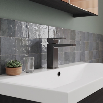 Delphi Edge Brushed Pewter Mono Basin Mixer Tap (inc Press Top Waste) | Product Image