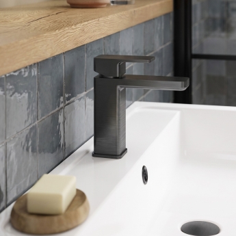 Delphi Edge Brushed Pewter Mono Basin Mixer Tap (inc Press Top Waste) | Product Image