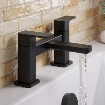 Delphi Edge Matt Black Deck Mounted Bath Filler Tap | Product Image