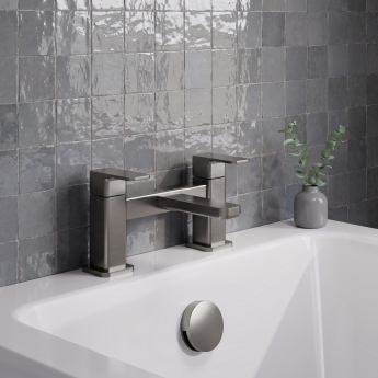 Delphi Edge Brushed Pewter Deck Mounted Bath Filler Tap | Product Image