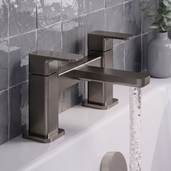 Delphi Edge Brushed Pewter Deck Mounted Bath Filler Tap | Product Image