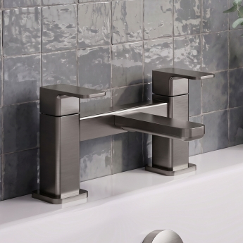 Delphi Edge Brushed Pewter Deck Mounted Bath Filler Tap | Product Image