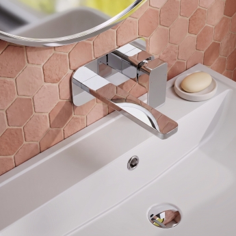 Delphi Edge Chrome 2-Hole Wall Mounted Basin Mixer Tap (inc Backplate) | Product Image