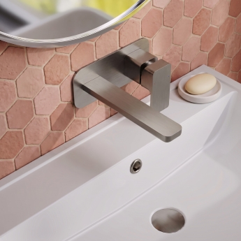 Delphi Edge Brushed Pewter 2-Hole Wall Mounted Basin Mixer Tap (inc Backplate) | Product Image
