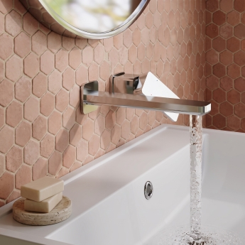Delphi Edge Chrome 2-Hole Wall Mounted Basin Mixer Tap | Product Image