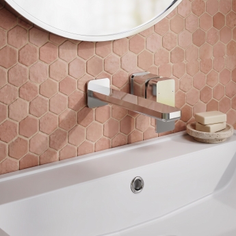 Delphi Edge Chrome 2-Hole Wall Mounted Basin Mixer Tap | Product Image