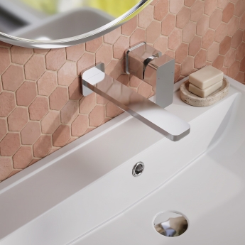 Delphi Edge Chrome 2-Hole Wall Mounted Basin Mixer Tap | Product Image
