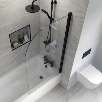 Delphi Elements Matt Black Round Top Bath Screen 1430mm x 790mm - 6mm Glass | Product Image