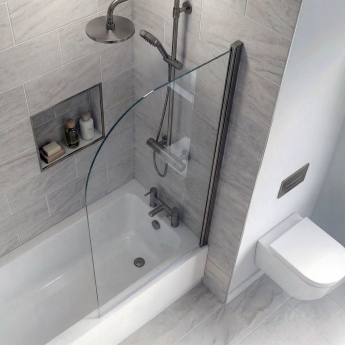 Delphi Elements Gun Metal Round Top Bath Screen 1430mm x 790mm - 6mm Glass | Product Image