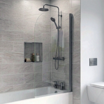 Delphi Elements Gun Metal Round Top Bath Screen 1430mm x 790mm - 6mm Glass | Product Image