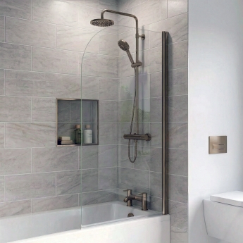 Delphi Elements Brushed Bronze Round Top Bath Screen 1430mm x 790mm - 6mm Glass | Product Image