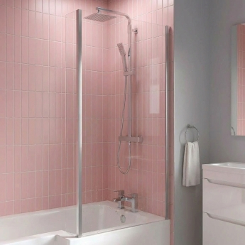 Delphi Elements Chrome Fixed L-Shaped Shower Bath Screen 1400mm x 815mm | Product Image
