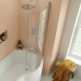 Delphi Elements Chrome Hinged P-Shaped Shower Bath Screen 1430mm x 715mm (inc Knob) | Product Image