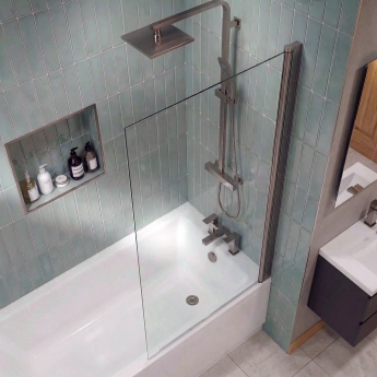 Delphi Elements Gun Metal Square Top Bath Screen 1430mm x 790mm - 6mm Glass | Product Image