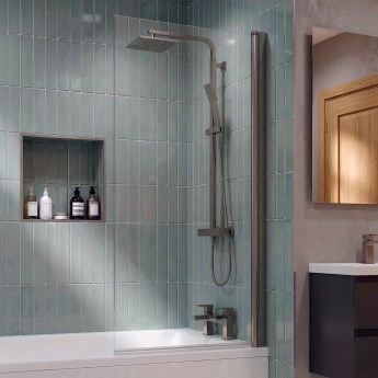 Delphi Elements Gun Metal Square Top Bath Screen 1430mm x 790mm - 6mm Glass | Product Image