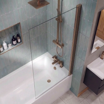 Delphi Elements Brushed Bronze Square Top Bath Screen 1430mm x 790mm - 6mm Glass | Product Image