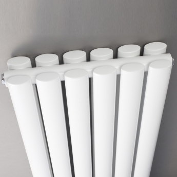 Delphi Ellipse Double Vertical Designer Radiator 1800mm H x 528mm W - Gloss White