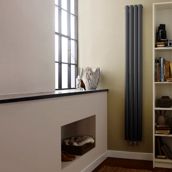 Delphi Ellipse Double Vertical Designer Radiator 1800mm H x 237mm W - Anthracite | Product Image