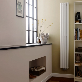 Delphi Ellipse Double Vertical Designer Radiator 1800mm H x 237mm W - Gloss White | Product Image