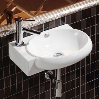 Delphi Emer Wall Hung Left Handed Basin 420mm Wide - 1 Tap Hole