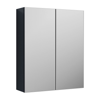 Delphi Envoy Soft Black 600mm 2-Door Mirrored Bathroom Cabinet | Product Image