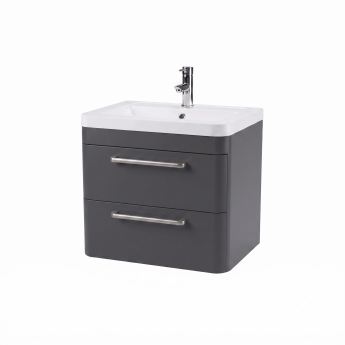 Delphi Envoy Soft Black 600mm 2-Drawer Wall Hung Vanity Unit (inc Basin) | Product Image