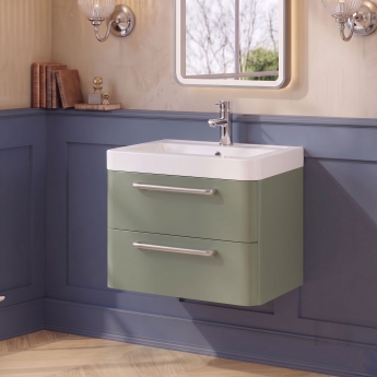 Delphi Envoy 600mm 2-Drawer Wall Hung Vanity Unit (inc Basin) | Product Image
