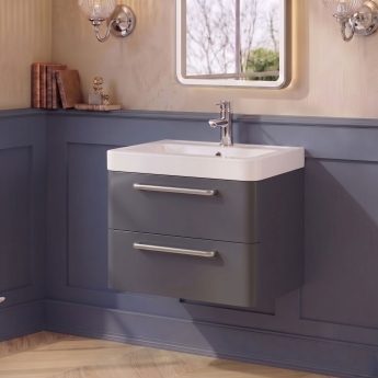 Delphi Envoy 600mm 2-Drawer Wall Hung Vanity Unit (inc Basin) | Product Image