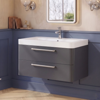 Delphi Envoy 800mm 2-Drawer Wall Hung Vanity Unit (inc Basin) | Product Image
