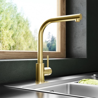 Delphi Era Kitchen Sink Mixer Tap Pull-Out Spray - Brushed Gold