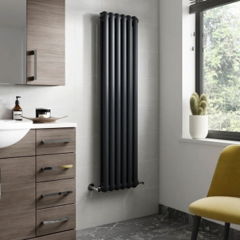 Delphi Event Vertical 2-Column Designer Radiator 1500mm H x 377mm W - Anthracite | Product Image