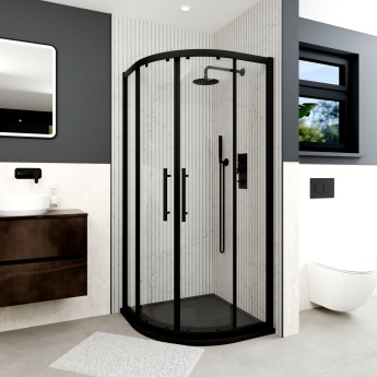 Delphi Factor Matt Black 8mm 2-Door Quadrant Shower Enclosure | Product Image