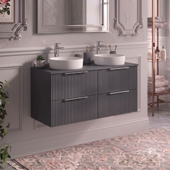 Delphi Focus 1200mm 4-Drawer Wall Hung Fluted Countertop Vanity Unit | Product Image
