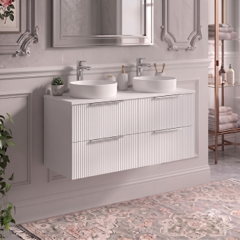 Delphi Focus 1200mm 4-Drawer Wall Hung Fluted Countertop Vanity Unit | Product Image