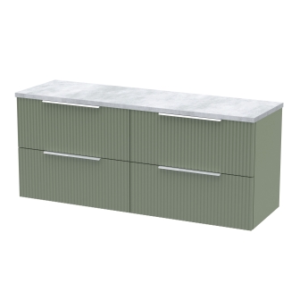 Delphi Focus 1200mm 4-Drawer Wall Hung Premium Fluted Countertop Vanity Unit | Product Image